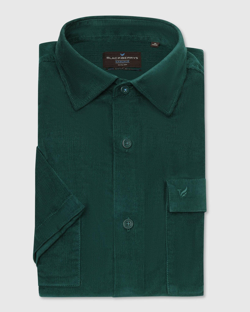 Casual Half Sleeve Green Textured Shirt - Westin