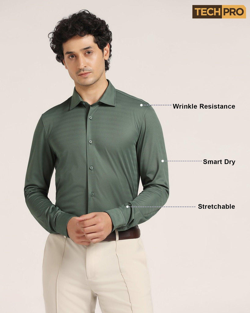 TechPro Casual Green Textured Shirt - Tucker