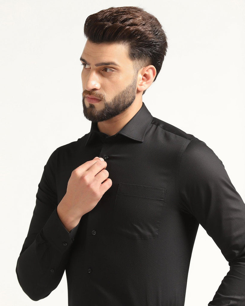 Formal Black Textured Shirt - Wenda