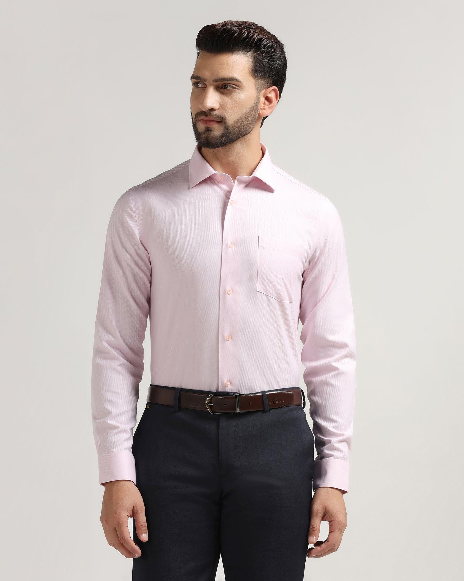 Non Iron Formal Pink Textured Shirt - Dofon