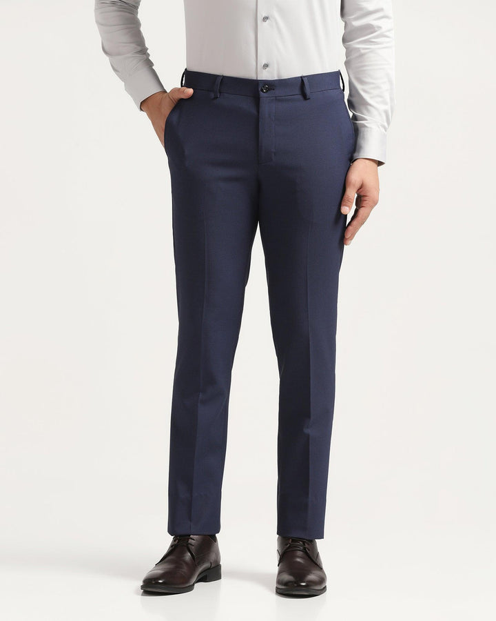 Slim Fit B-91 Formal Navy Textured Trouser - Texa