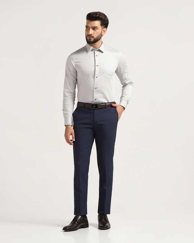 Slim Fit B-91 Formal Navy Textured Trouser - Texa