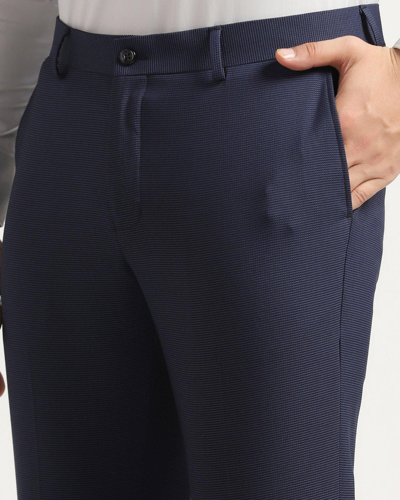 Slim Fit B-91 Formal Navy Textured Trouser - Texa