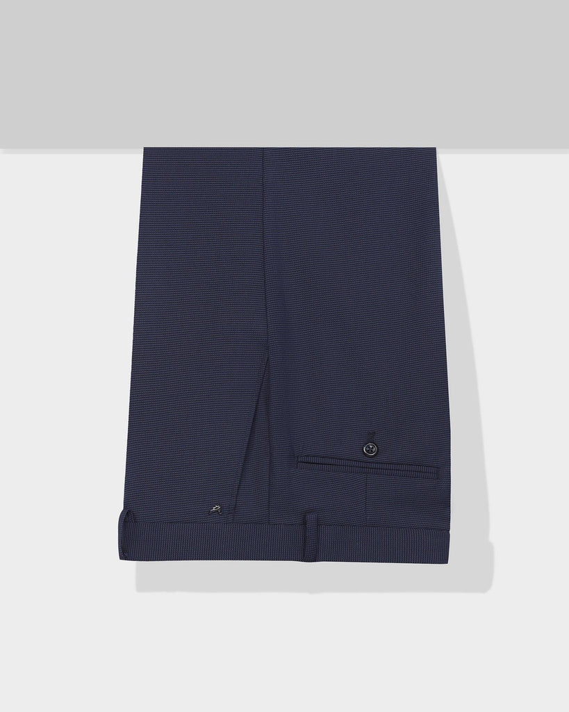 Slim Fit B-91 Formal Navy Textured Trouser - Texa