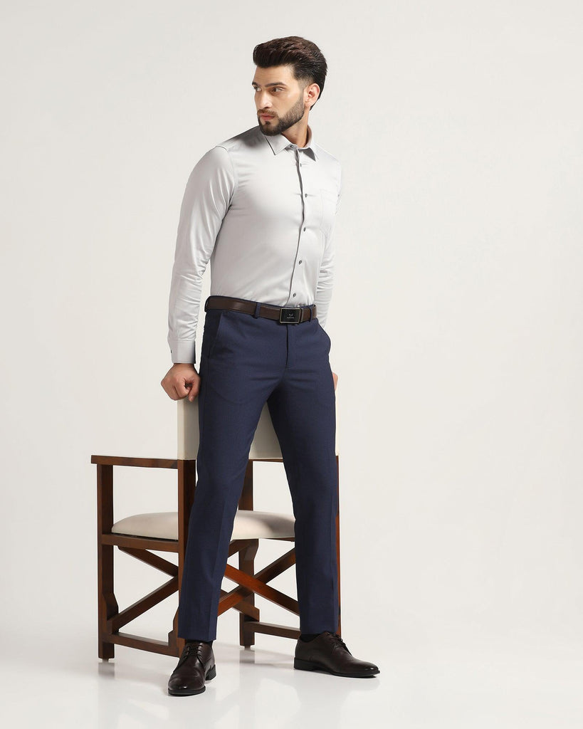 Slim Fit B-91 Formal Navy Textured Trouser - Texa