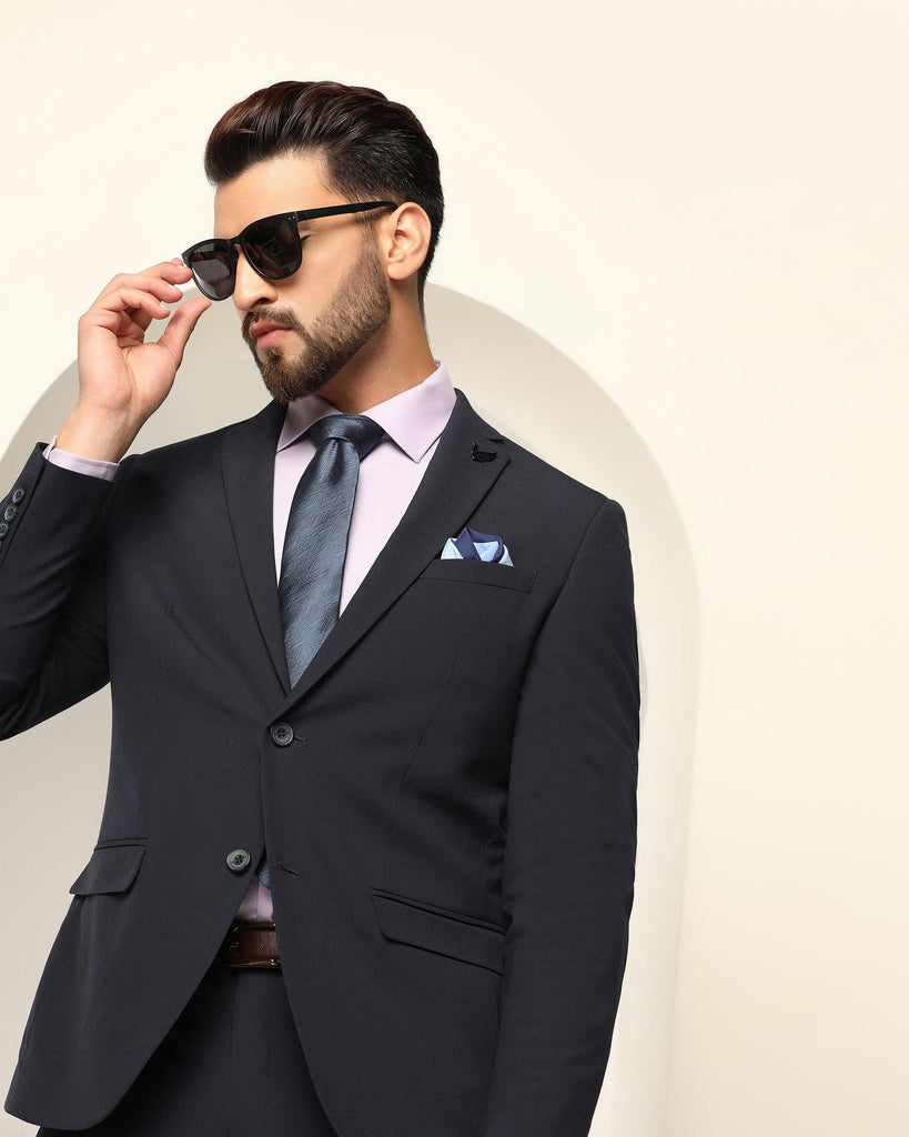 Two Piece Navy Textured Formal Suit - Games