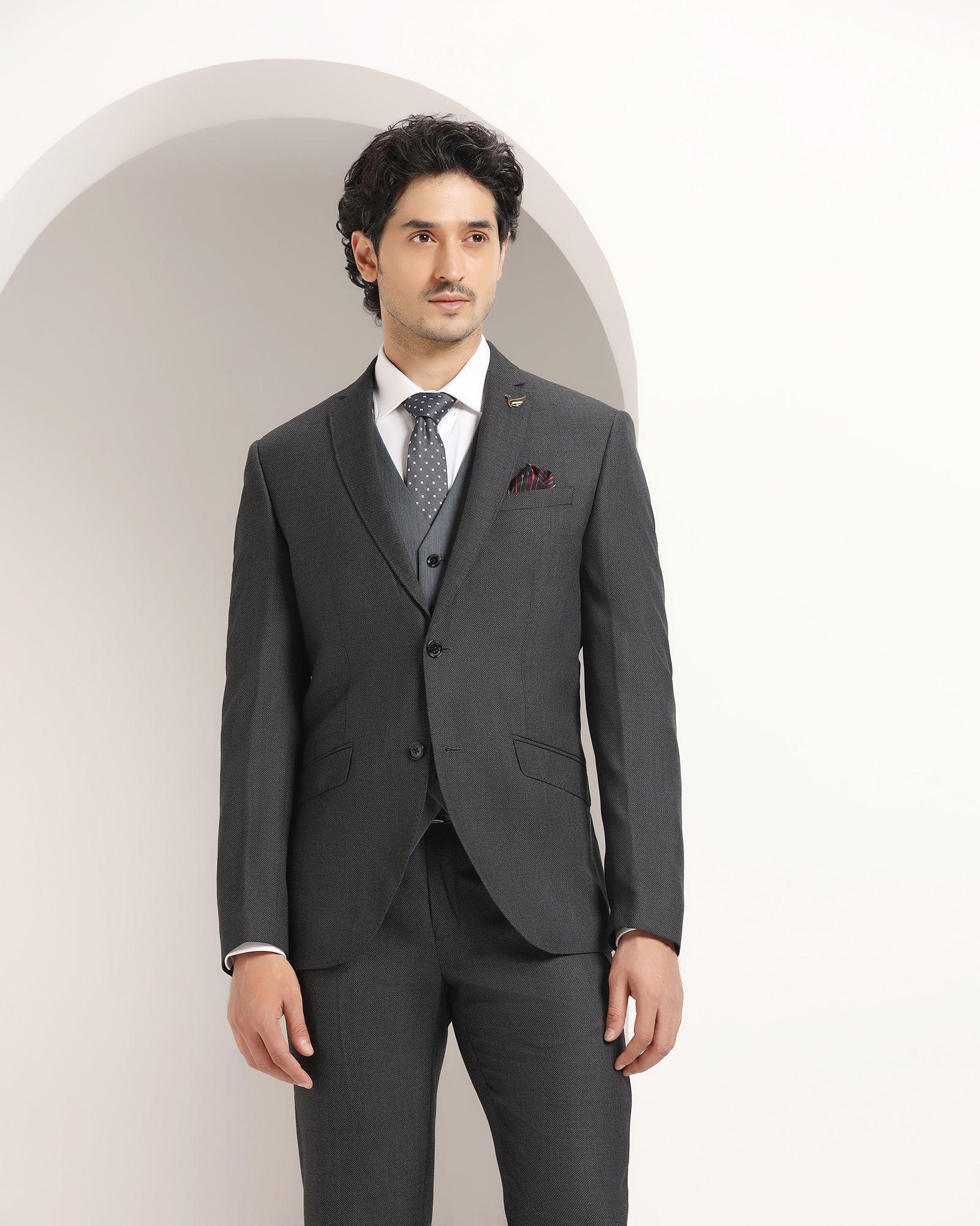 Three Piece Charcoal Textured Formal Suit Reddit