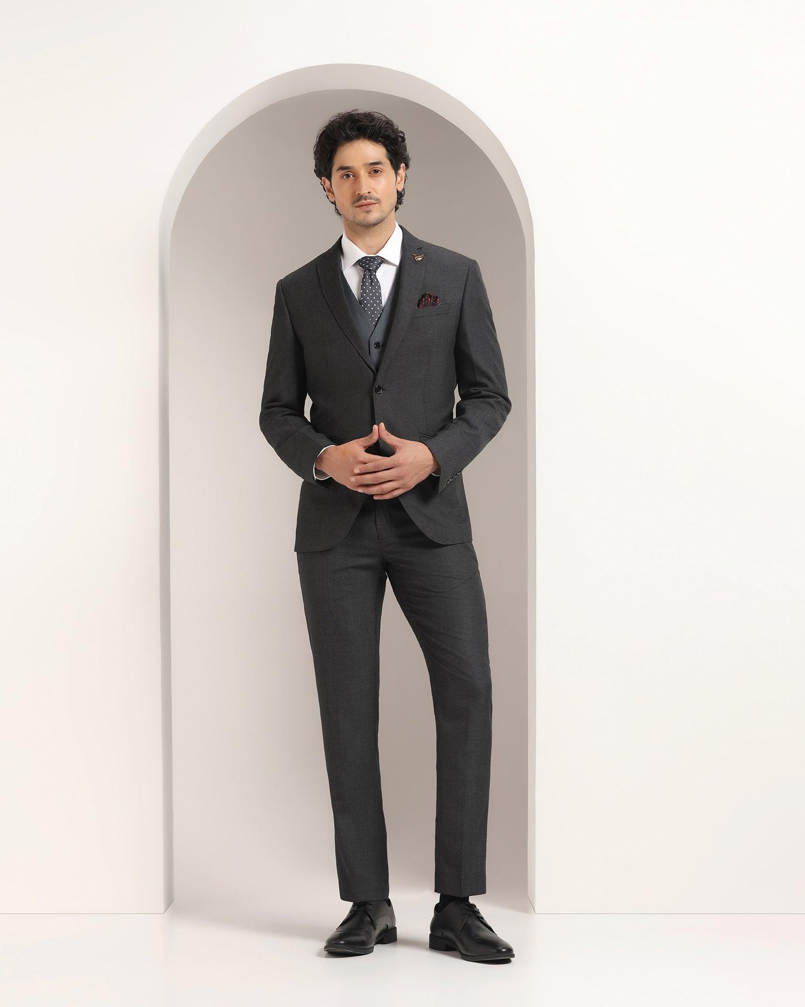 Three Piece Charcoal Textured Formal Suit Reddit