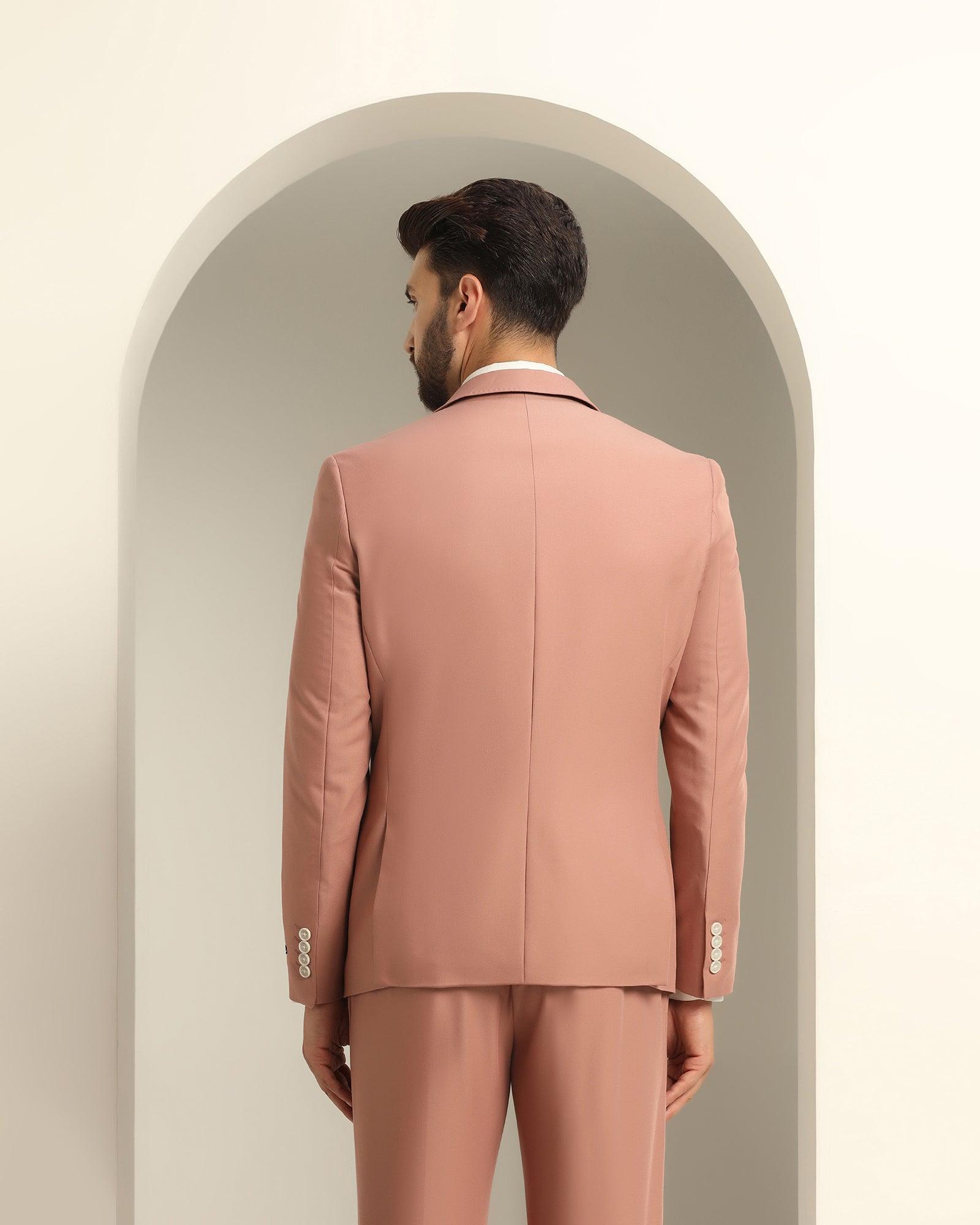 Three Piece Pink Textured Formal Suit - Daylit