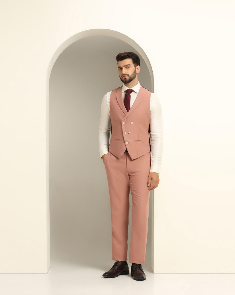 Three Piece Pink Textured Formal Suit - Daylit