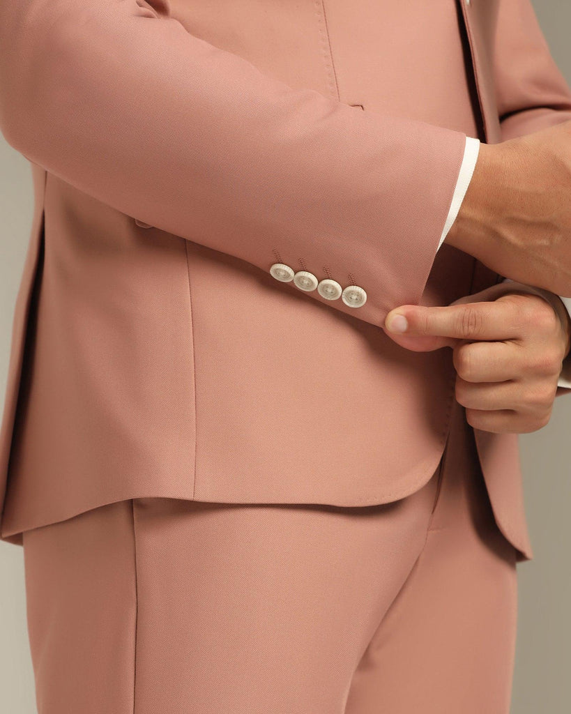 Three Piece Pink Textured Formal Suit - Daylit