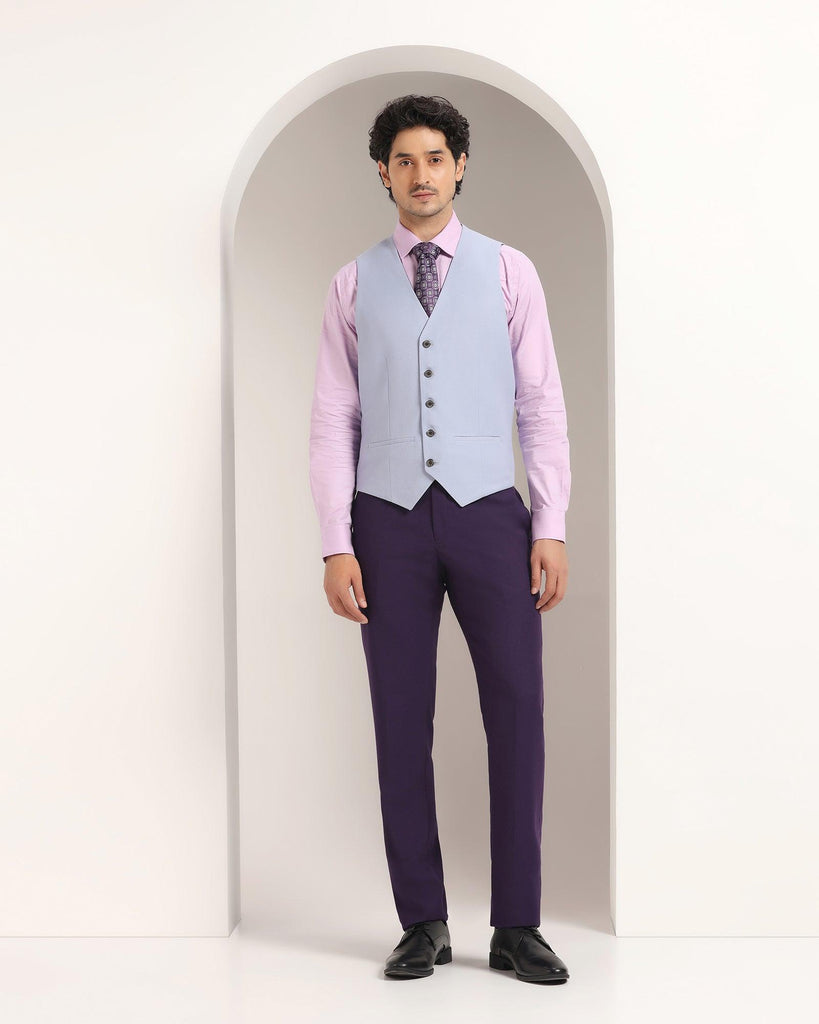 Three Piece Purple Textured Formal Suit - Xomnia