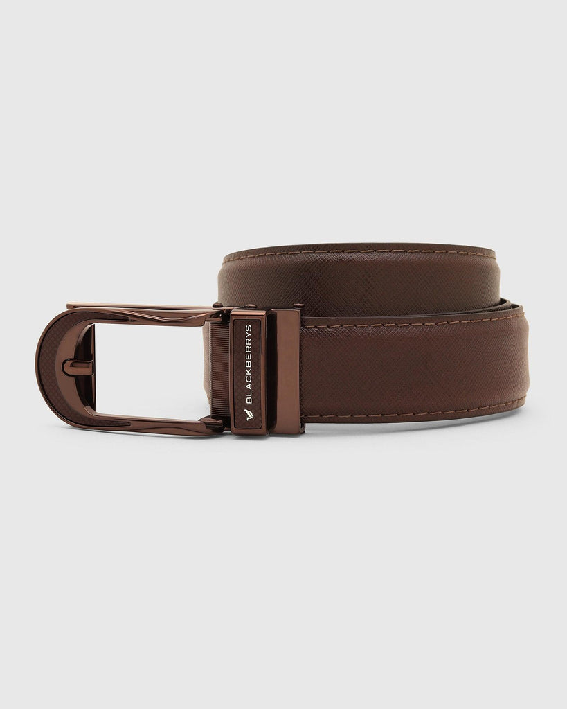 Must Haves Leather Brown Textured Belt - New Galenia