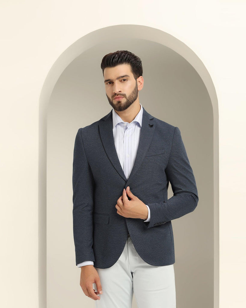 Casual Navy Textured Blazer - Lupin