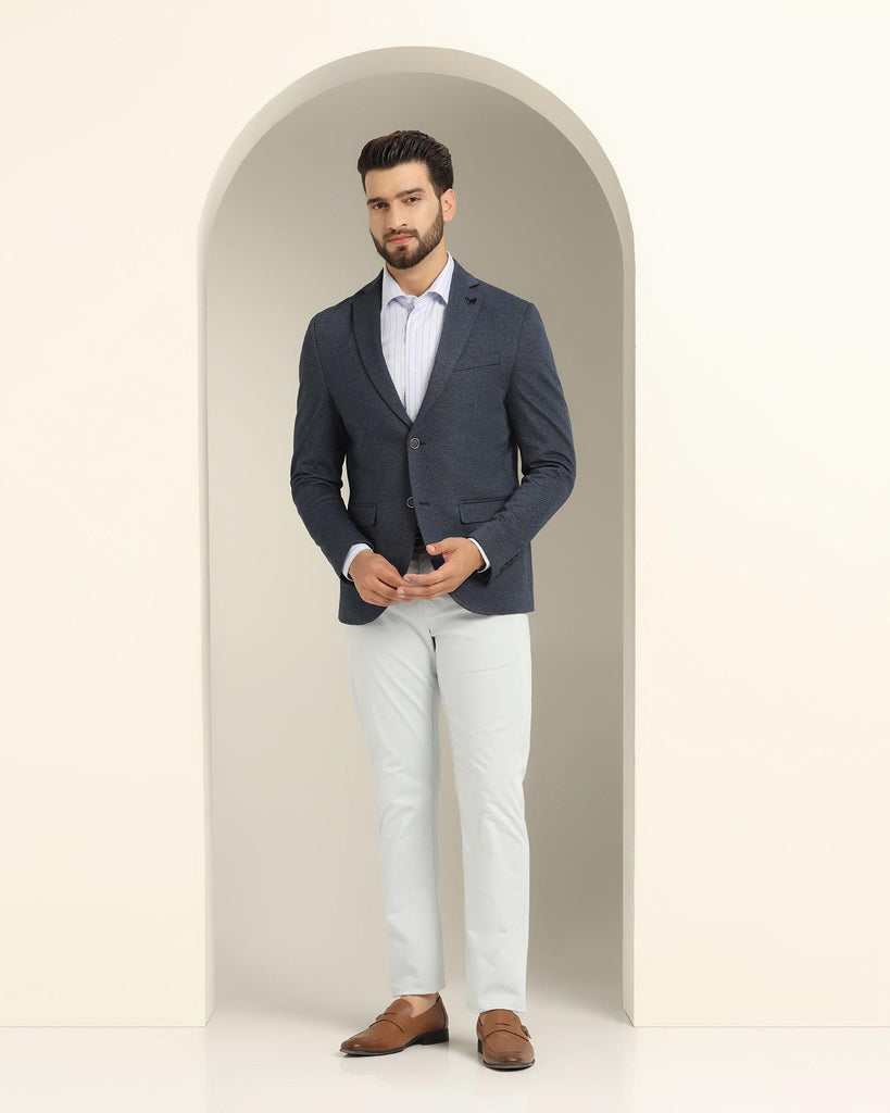 Casual Navy Textured Blazer - Lupin