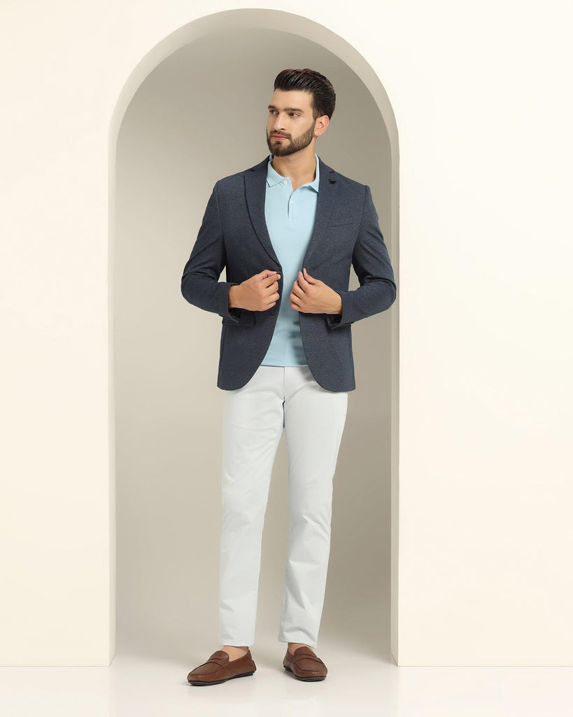 Casual Navy Textured Blazer - Lupin