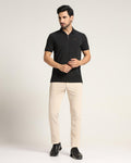 Textured Casual Khakis In Beige B-95 (Moon) - Blackberrys