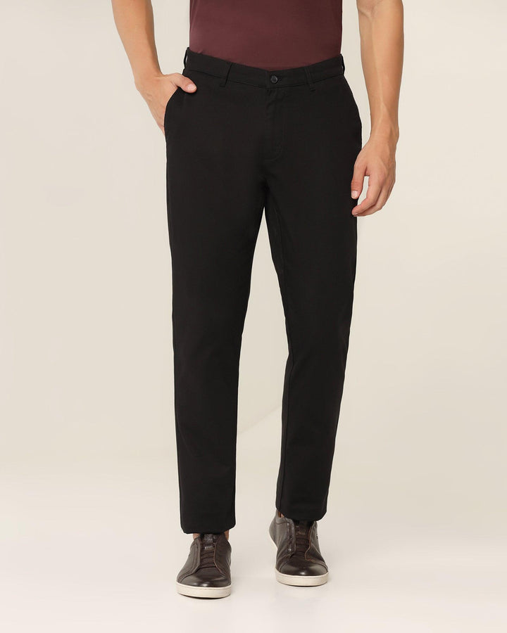 Straight B-90 Casual Black Textured Khakis - Altus