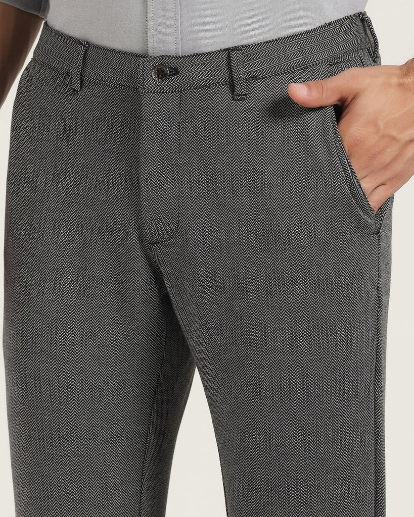 Super Slim Phoenix Casual Black Textured Khakis - Joffrey