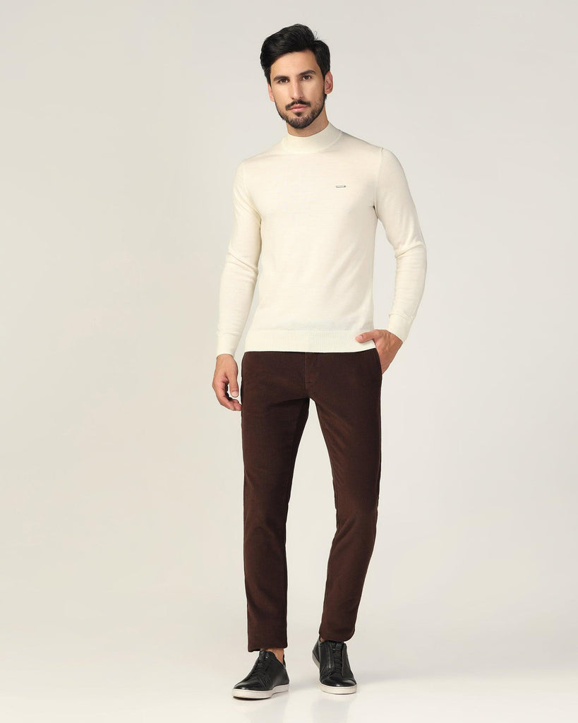 Slim Fit B-91 Casual Brown Textured Khakis - Shelter