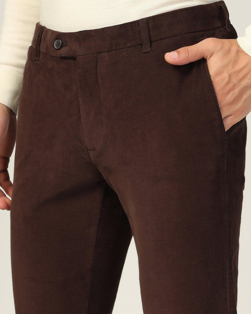 Slim Fit B-91 Casual Brown Textured Khakis - Shelter