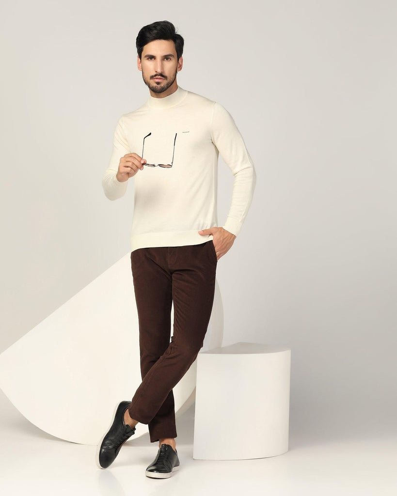 Slim Fit B-91 Casual Brown Textured Khakis - Shelter