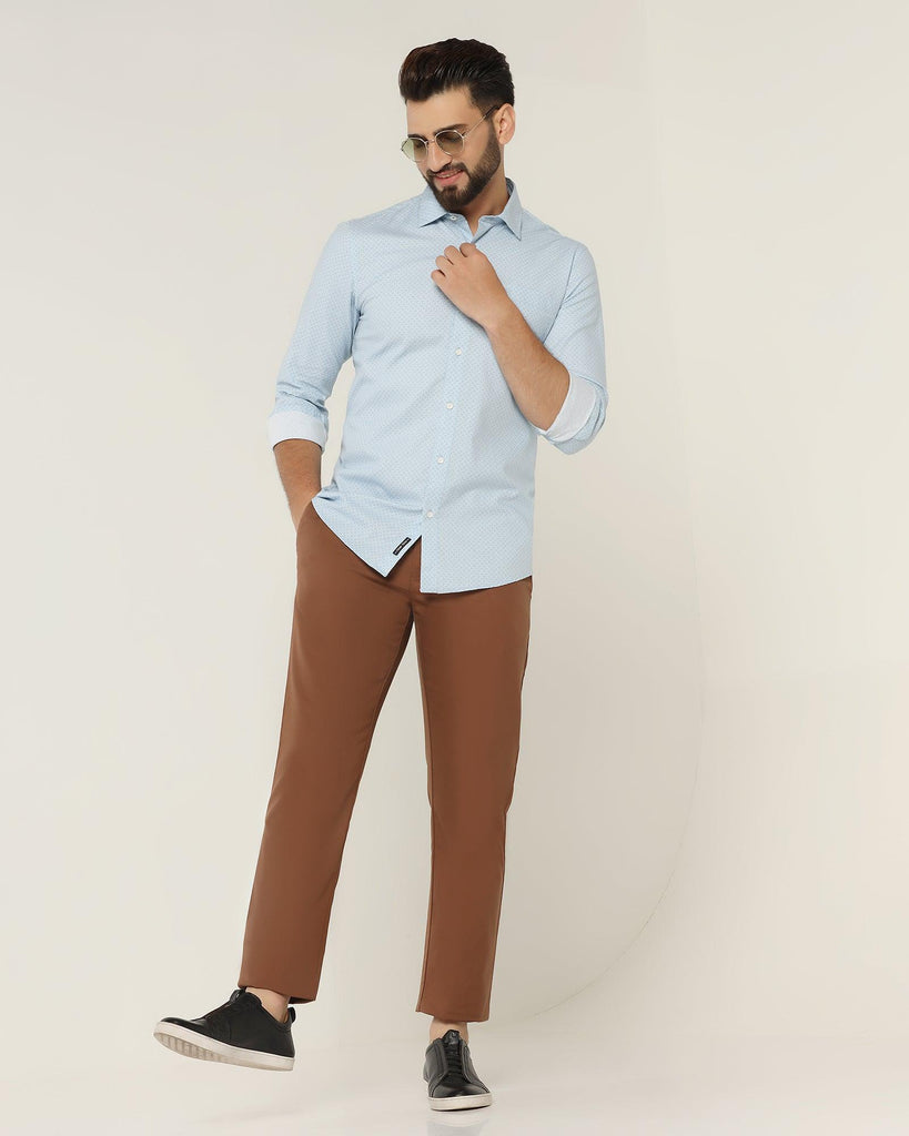 Slim Comfort B-95 Casual Brown Textured Khakis - Jeny