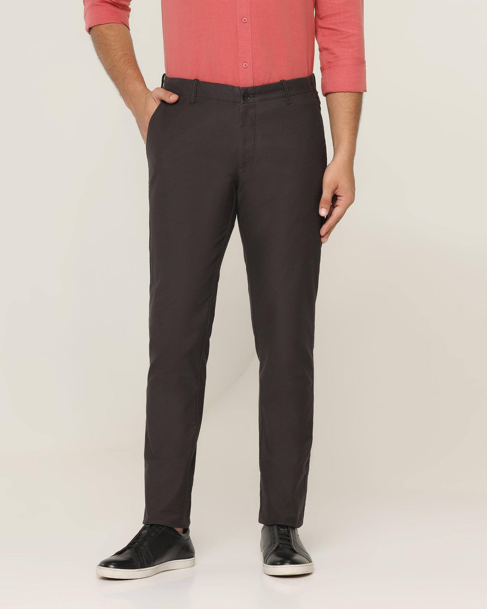 Slim Fit B-91 Casual Charcoal Textured Khakis - Segy
