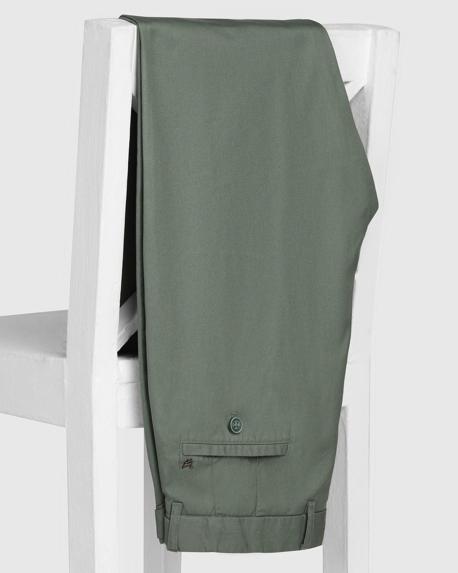 Slim Comfort B-95 Casual Moss Green Textured Khakis - Jeny