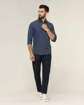 Textured Casual Khakis In Navy B-95 (Jeny) - Blackberrys