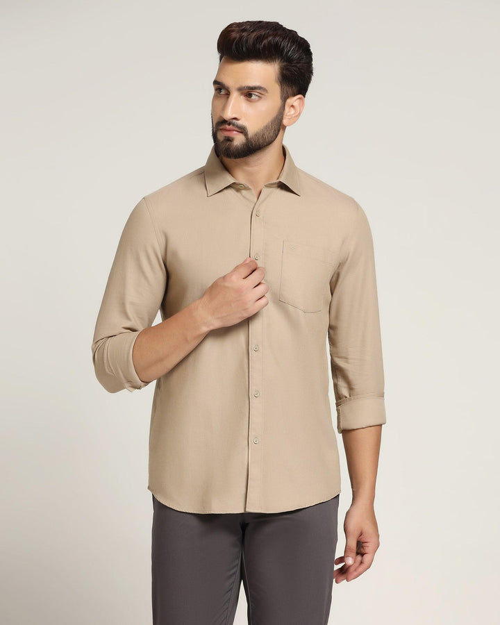 Casual Beige Textured Shirt - Caty