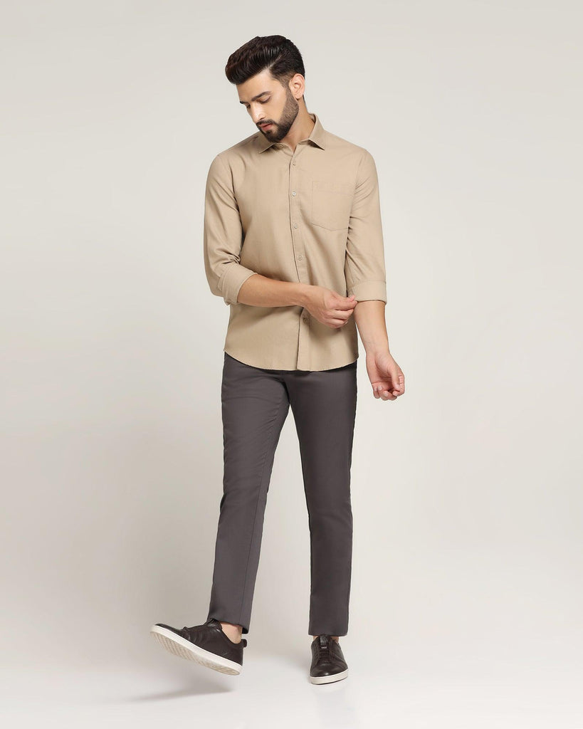 Casual Beige Textured Shirt - Caty