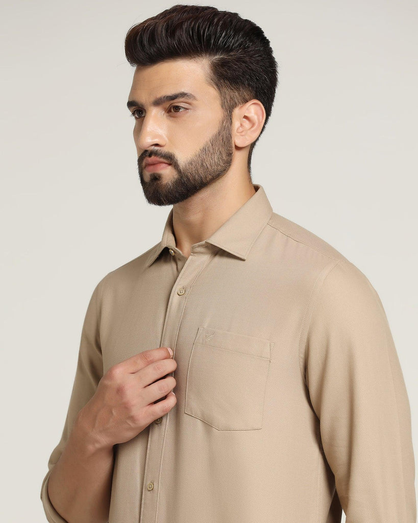 Casual Beige Textured Shirt - Caty