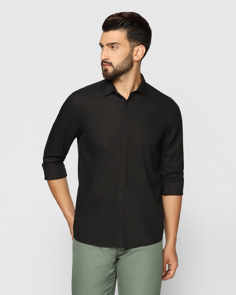 Casual Black Textured Shirt - Bolt