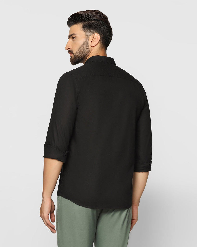 Casual Black Textured Shirt - Bolt