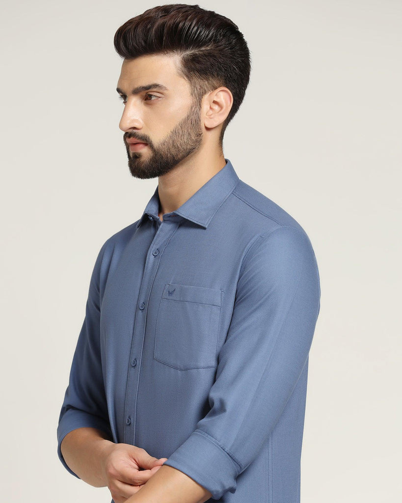 Casual Blue Textured Shirt - Caty