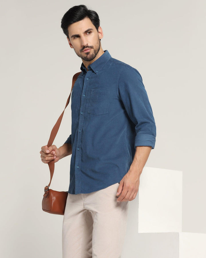 Casual Blue Textured Shirt - Westin