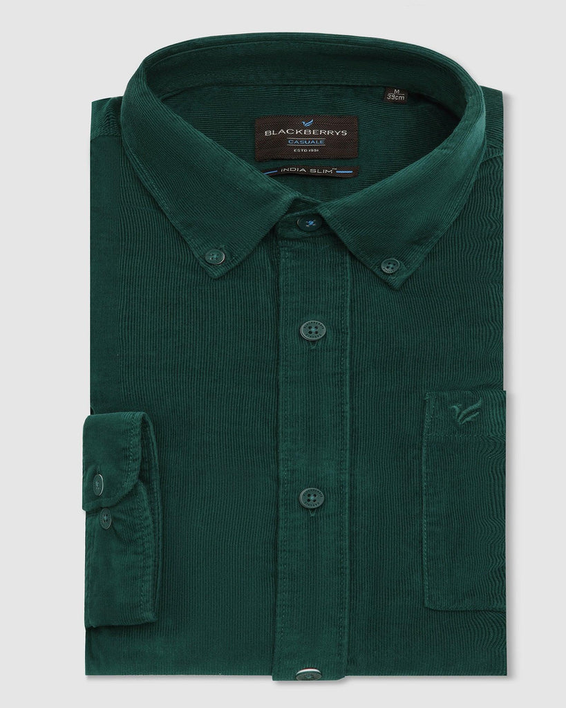 Casual Green Textured Shirt - Westin