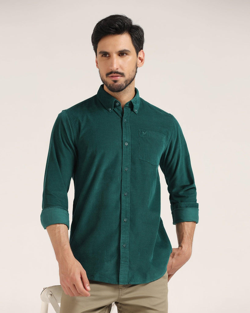 Casual Green Textured Shirt - Westin