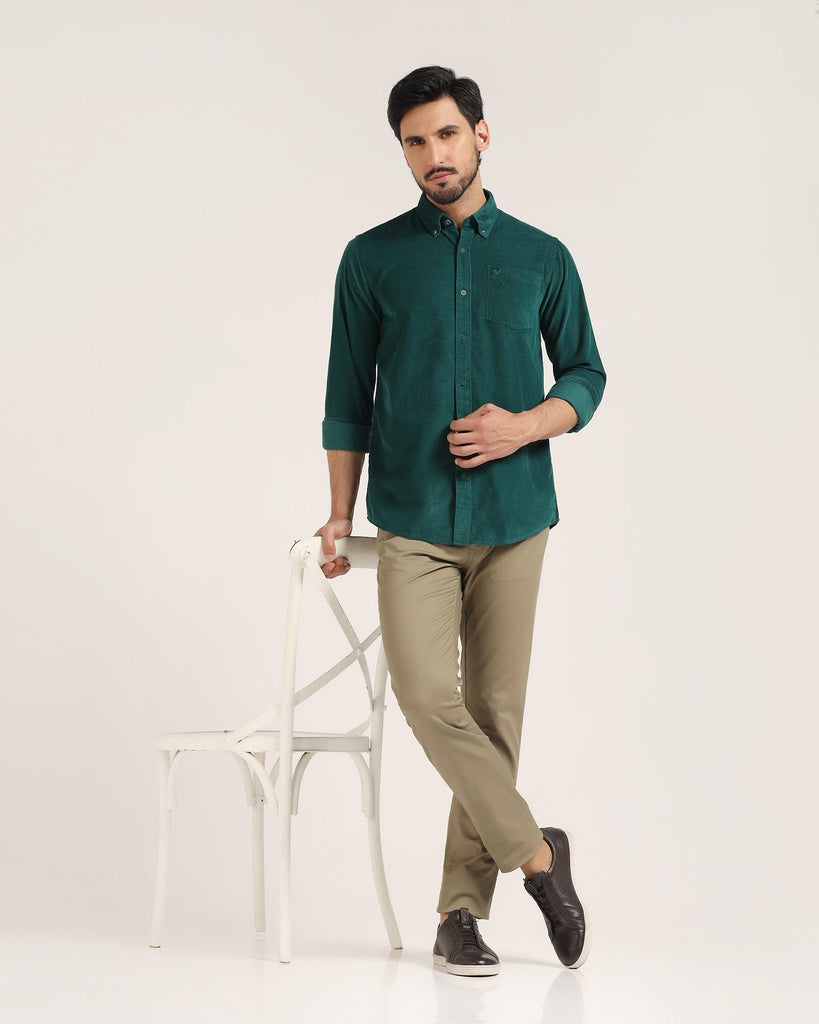 Casual Green Textured Shirt - Westin