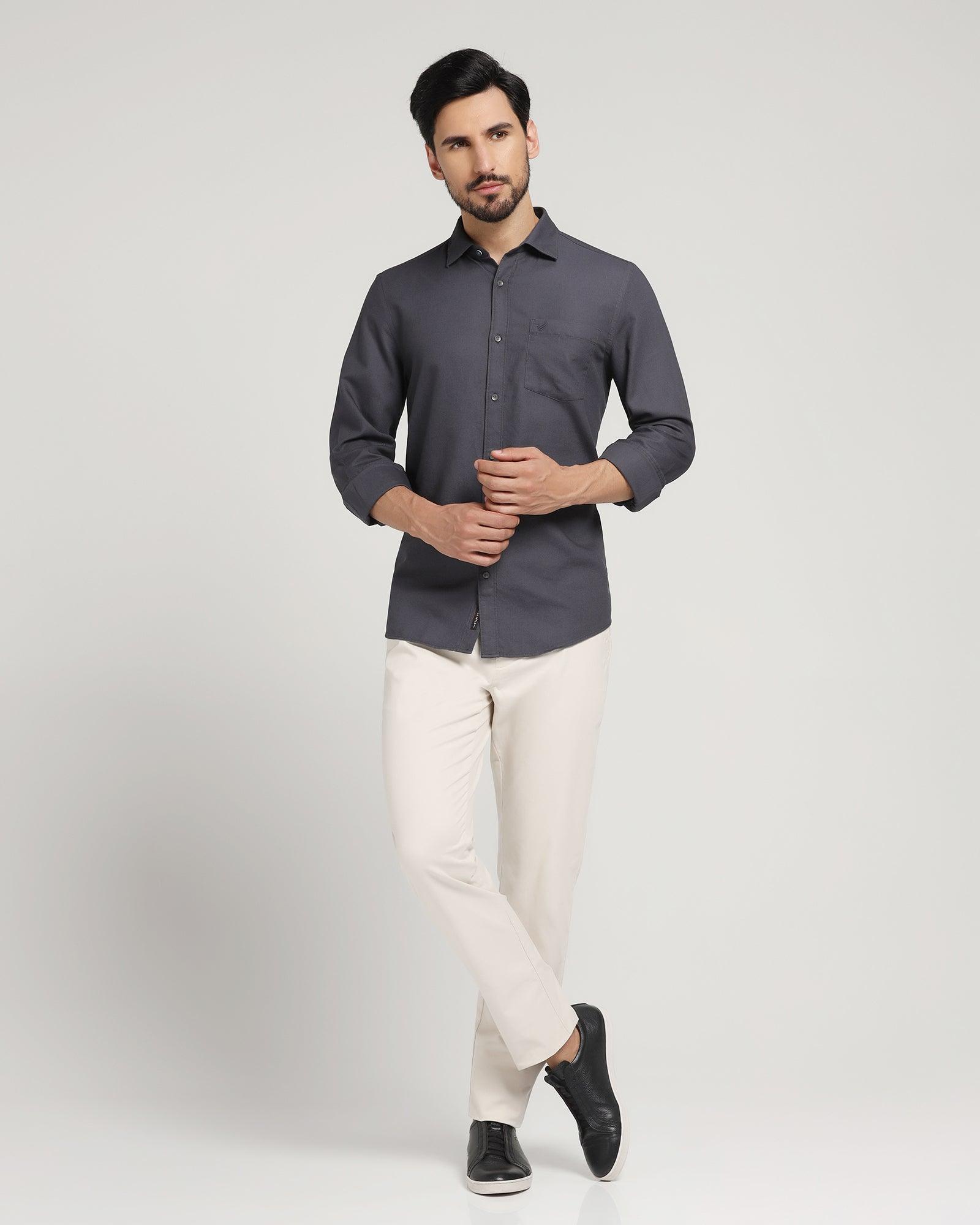 Buy Men White Super Slim Fit Solid Full Sleeves Casual Shirt Online -  708958 | Louis Philippe