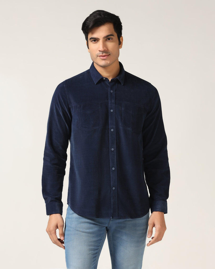 Casual Indigo Textured Shirt - Soy