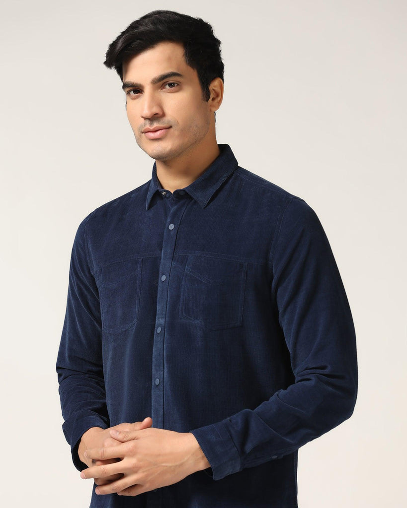 Casual Indigo Textured Shirt - Soy