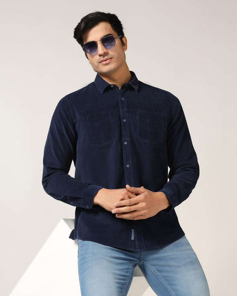 Casual Indigo Textured Shirt - Soy