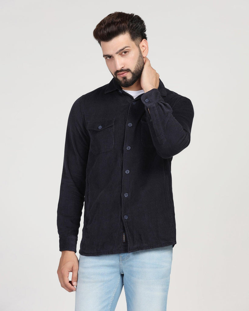 Casual Navy Textured Overshirt - Miami