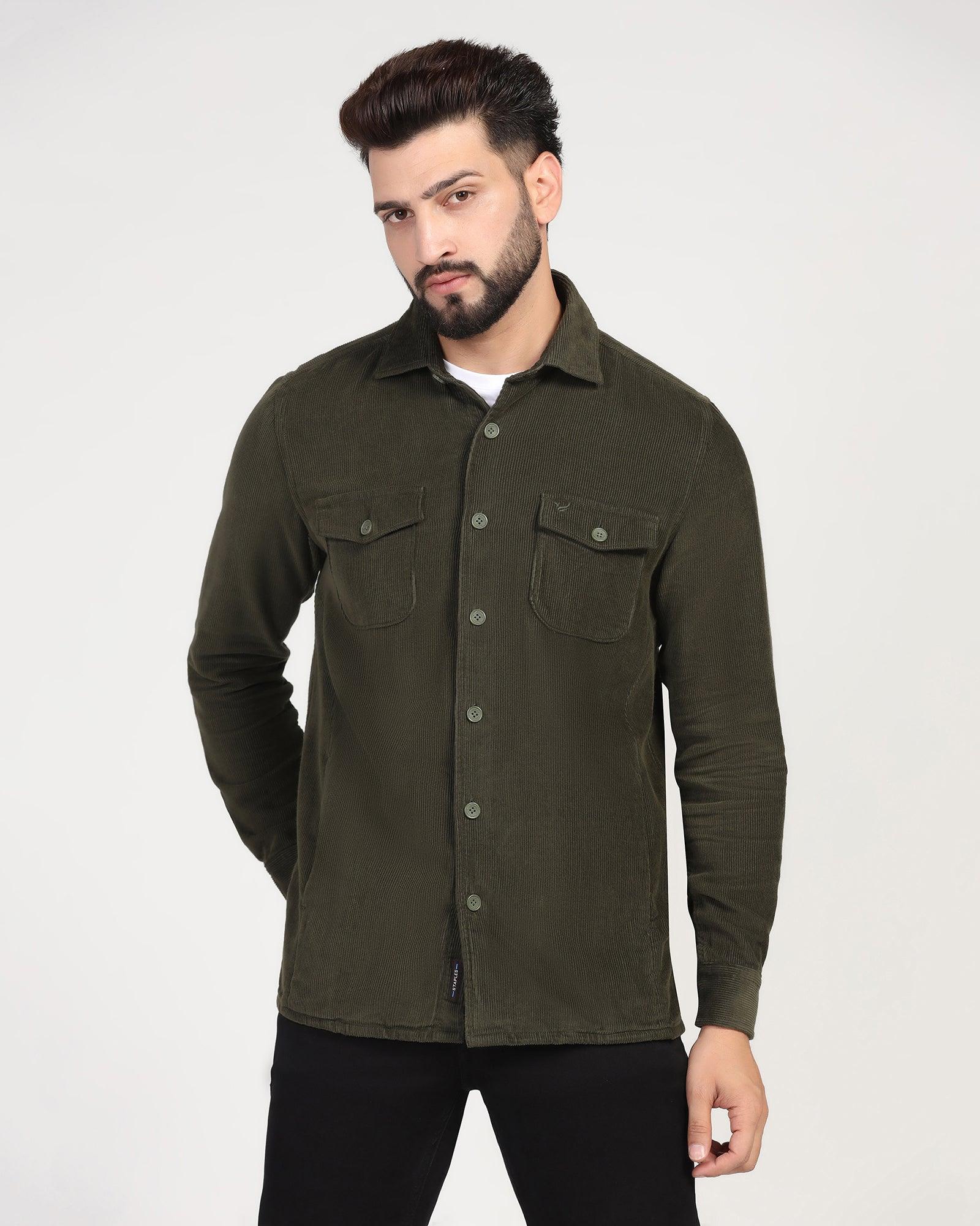 Navy Textured Overshirt