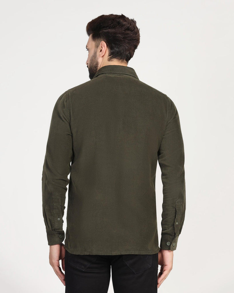 Casual Olive Textured Overshirt - Miami