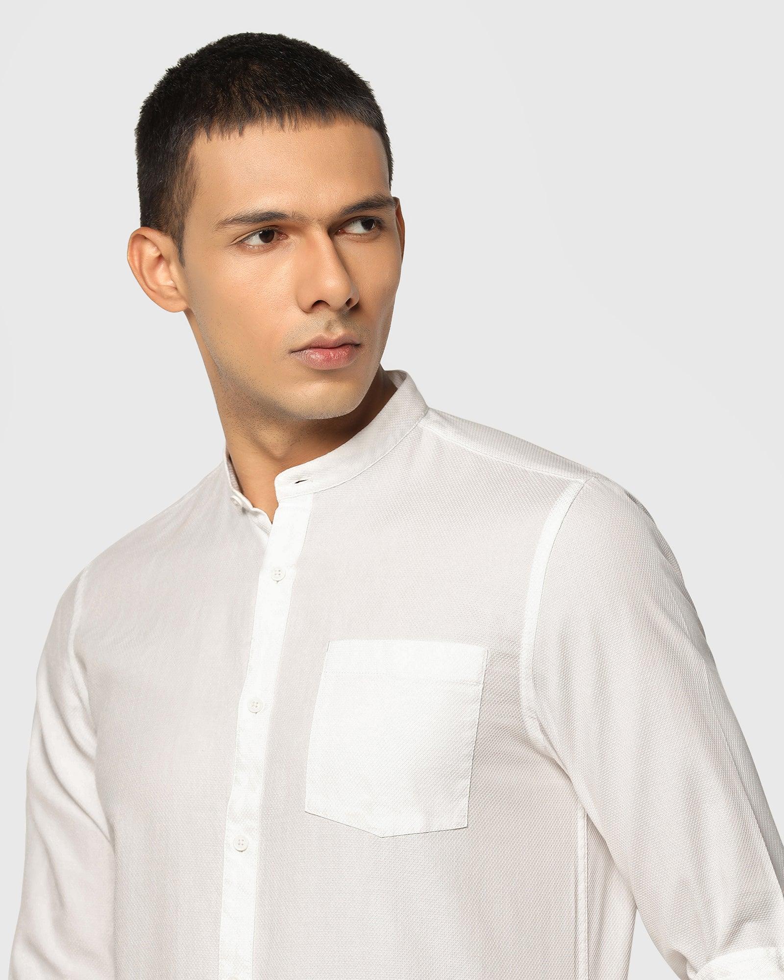Casual White Textured Shirt - Volt