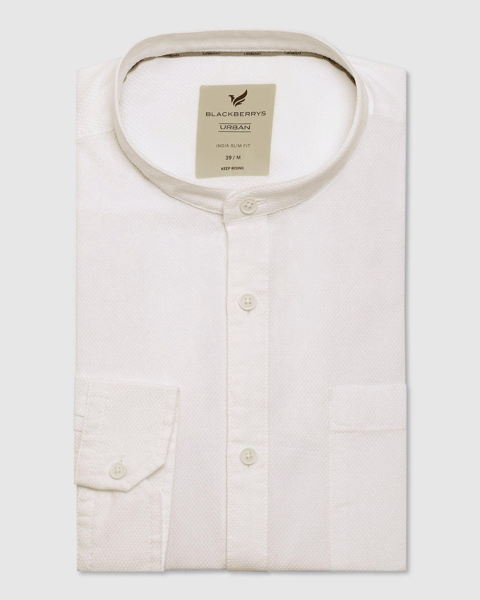 Casual White Textured Shirt - Volt