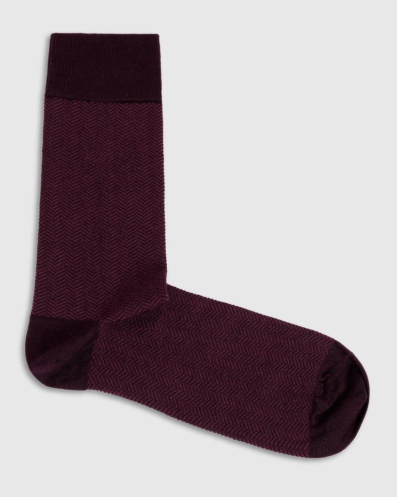 Cotton Maroon Textured Socks - Rio